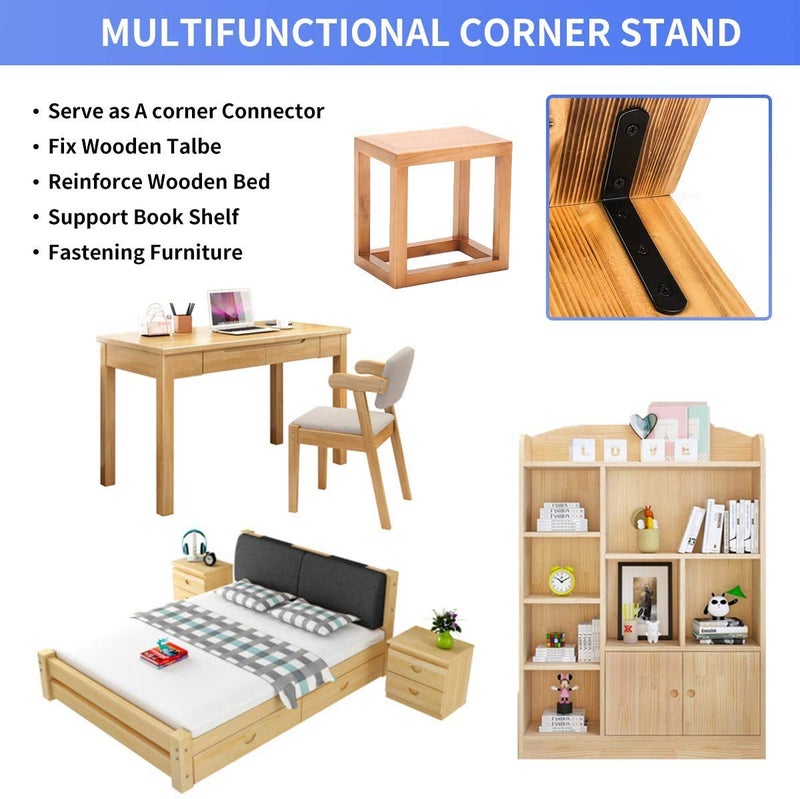 Emeroll 20 PCS Black Corner Bracket Heavy Duty Shelf Brackets 5 x 3 Inch L Corner Brace Joint Angle Bracket for Shelves  Furniture Cabinet Bookshelf with Screws - Image 4